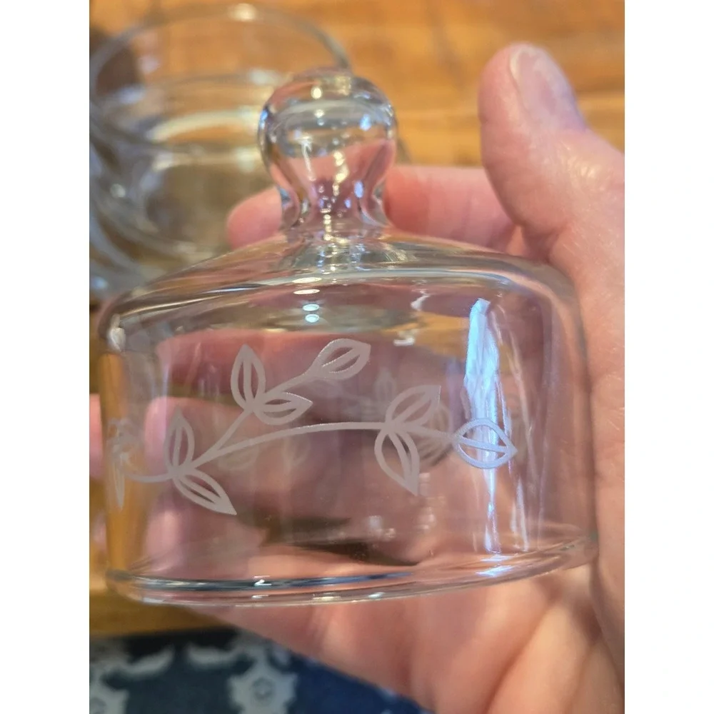 Vintage Princess House Heritage crystal Butter Dish Dome Etched‎ Floral Design
